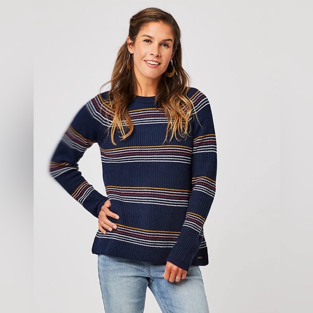 Carve Designs NWOT Cabana wool blend sweater Navy rainbow stripe size xs